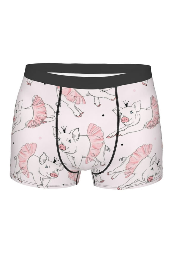 Cute Piggy Ballerina Mens Boxer Briefs Poly Spandex Performance Boxer Briefs Underwear Hem Boxer Briefs - Medium