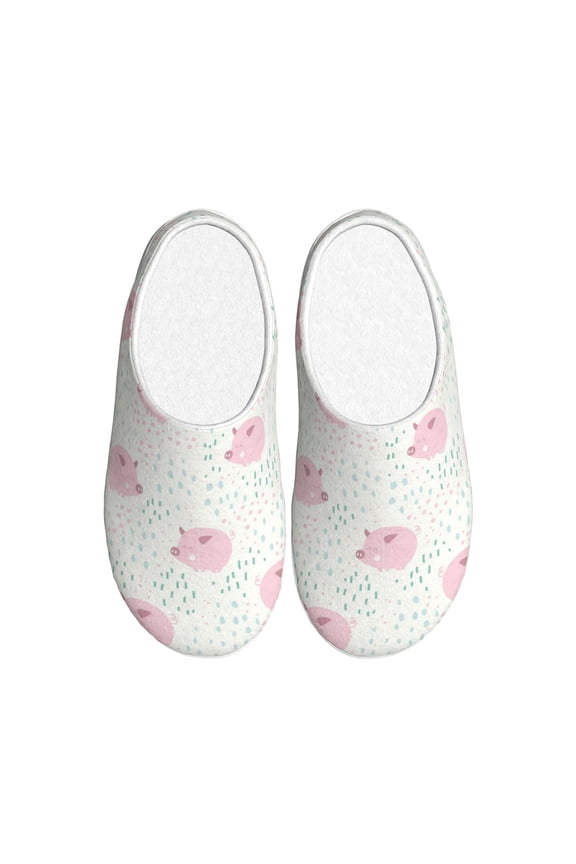 Cute Pigs Print Women's Men's Cotton Knit Slippers Lightweight Memory Foam Indoor House Shoes with Anti-Skid Sole-39/40