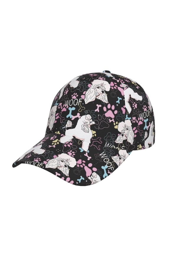 Cute Poodle Dog Pattern Baseball Cap Outdoor Cap Mountain Dad Hat - Unstructured Soft Cotton Cap-Adjustable UV Protection Cap