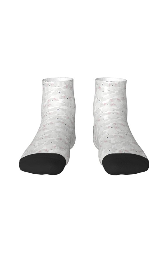 Cute Poodle Dog Pattern Quarter Crew Socks,Toe Seamed Ankle Socks,Cotton Cushioned Breathable Athletic Crew Sports Socks