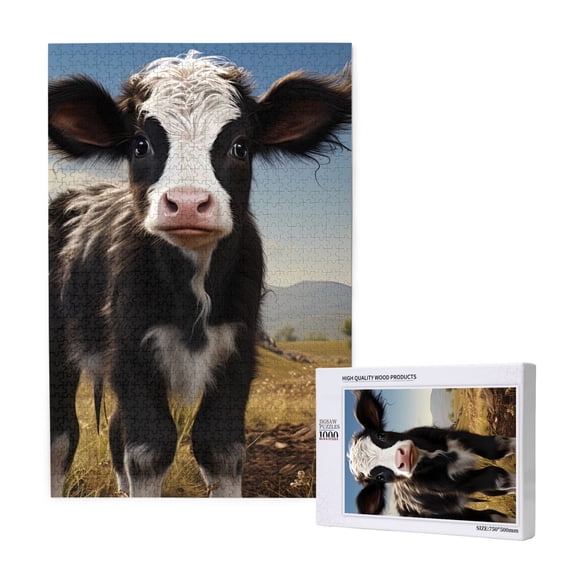 Rateoe Cute Prairie Cow Pattern Wooden Picture Puzzle ,1000 Piece Jigsaw Puzzle ,Family Fun Puzzle, Home Décor Puzzle, Gift Puzzle(Vertical style)