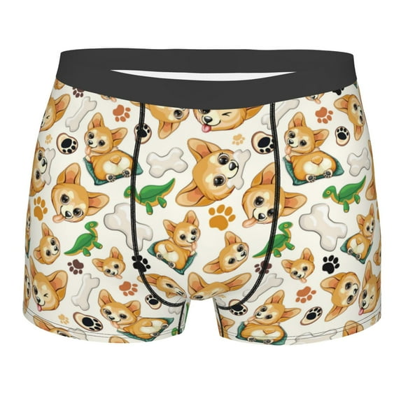 Rateoe Cute Puppy Mens Boxer Briefs Poly Spandex Performance Boxer Briefs Underwear Hem Boxer Briefs - X-Large