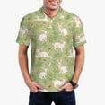 thumbnail image 1 of Rateoe Cute Rabbit And Flower Pattern Men's Short Sleeve Polo Shirts, Golf Polo Shirts Short Sleeve Performance Moisture Wicking Dry-4X-Large, 1 of 6