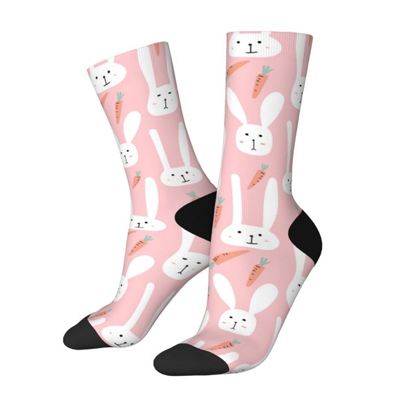 Rateoe Cute Rabbit Carrot for Women Casual Calf Socks - Cute Crew Socks - Thin Soft Above Ankle Socks Size 5-11