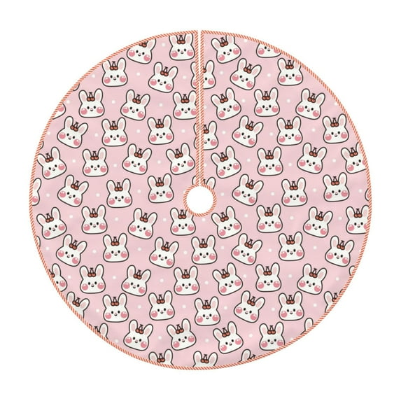 Rateoe Cute Rabbit Pattern Christmas Tree Skirt with Ties , Christmas Tree Decorations, Farmhouse Christmas Decor Xmas Holiday Decorations-36"