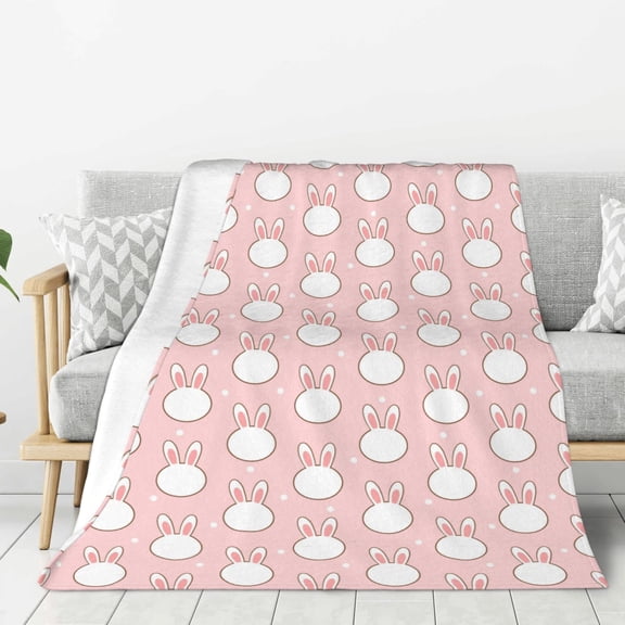 Rateoe Cute Rabbit Pattern Flannel Throw Blanket, Ultra-soft Blanket for Bed, Couch, Car, Hypoallergenic Anti-pilling blanket-60"x50"(Vertical)