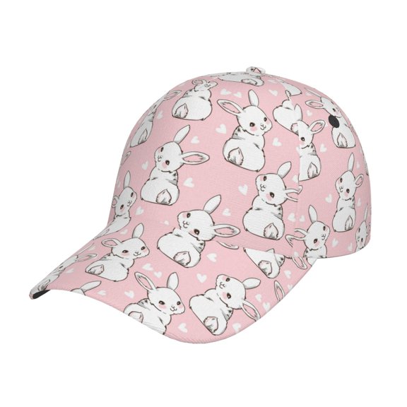 Rateoe Cute Rabbit Pattern Men’s Baseball Cap – Adjustable Curved Brim Hat, Soft Cotton Sports Cap for Outdoor, Casual, and Everyday Wear, Comfortable & Breathable