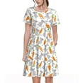 thumbnail image 1 of Rateoe Cute Rabbit Pattern Women’s Short Sleeve Dress – Casual Elegant Summer A-Line Dress for Everyday Wear, 1 of 6