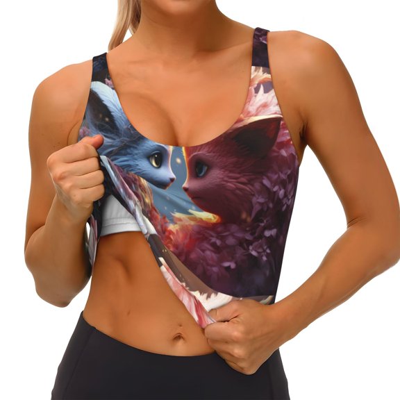 Rateoe Cute Red And White Elf Print Womens' Sports Bras Scoop Neck Sports Vest- Padded U Back Seamless High Impact Support