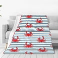 thumbnail image 1 of Rateoe Cute Red Crabs With Nautical Print Fuzzy Fleece Throw Blanket Extra Large,Super Soft,Fluffy and Warm Blankets for Couch,Bed,All Season Use (50"x40"), 1 of 8