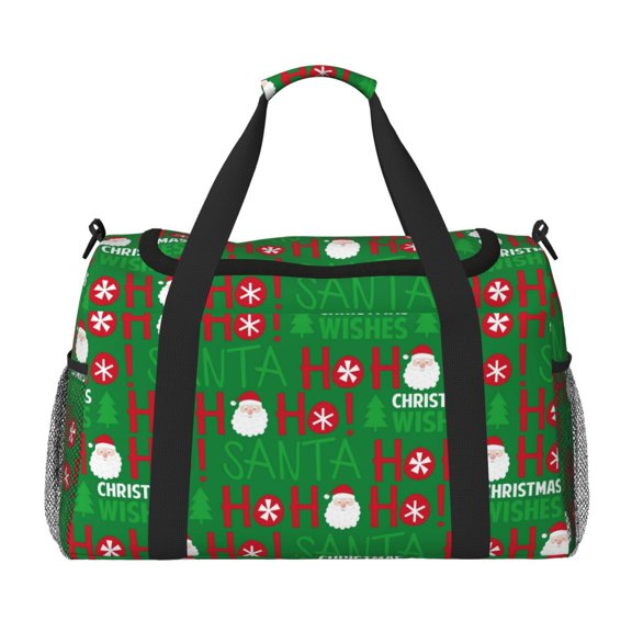 Rateoe Cute Santa Pattern Gym Bag for Women, Duffle Bag for Travel with Wet Pocket, Carry on Weekender Bags for Women, Water Resistant Travel Bag Duffel Bag