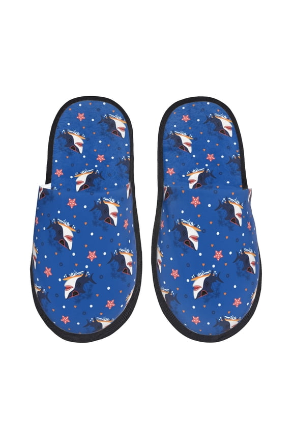 Cute Shark Cartoon Pattern Fuzzy Slippers Fuzzy Soft House Slippers Plush Furry Warm Cozy Open Toe Fluffy Home Shoes-Large
