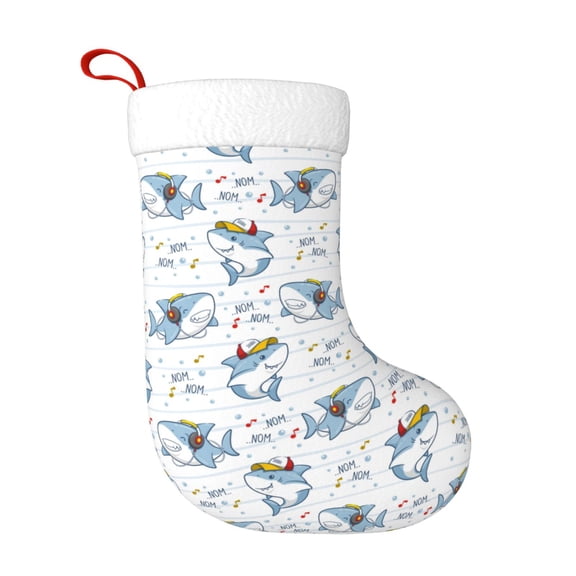 Rateoe Cute Shark Print Christmas Stockings,18 Inch Large Christmas Stockings Decoration Ornaments for Holiday Home Fireplace Indoors