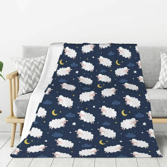 Rateoe Cute Sheep 1 Pattern Flannel Throw Blanket, Ultra-soft Blanket for Bed, Couch, Car, Hypoallergenic Anti-pilling blanket-40"x30"(Vertical)