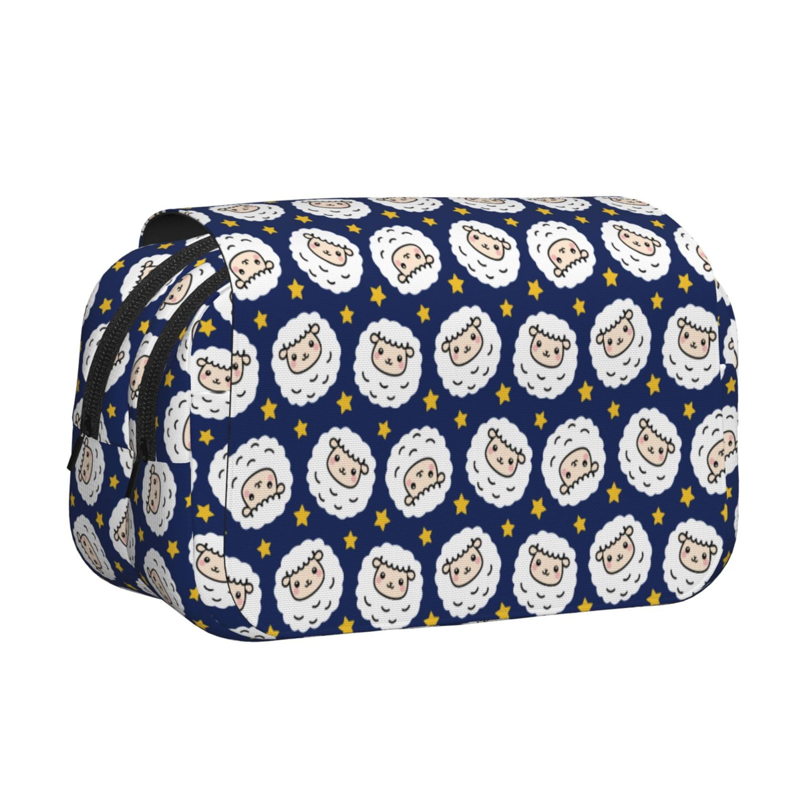 Rateoe Cute Sheep With Star Pattern Double Clamshell Pen Case, Storage Organizer with Two Zipper Compartments– Holds Up to 50 Pencils & Pens