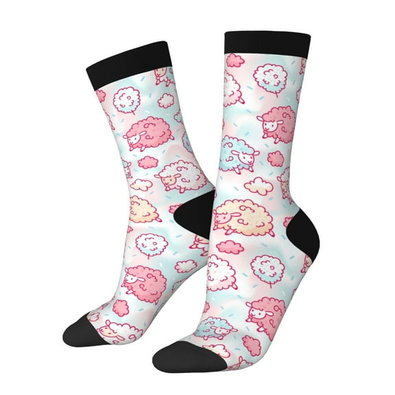 Rateoe Cute Sheep for Women Casual Calf Socks - Cute Crew Socks - Thin Soft Above Ankle Socks Size 5-11
