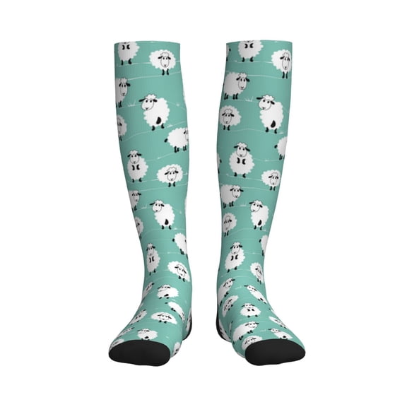 Rateoe Cute Sheeps Compression Socks for Women and Men 20-30mmHg-Circulation Support Socks Knee High Nurse Pregnant Running Medical and Travel Athletic