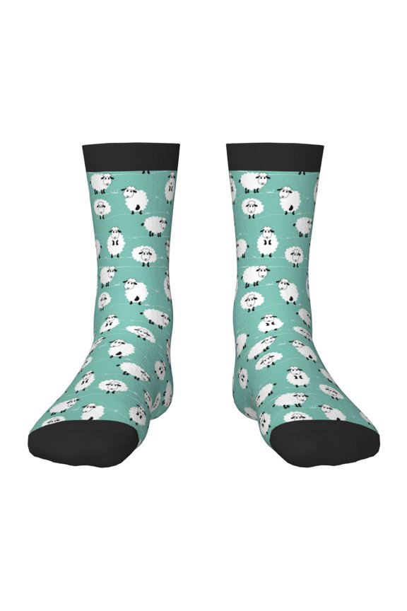 Cute Sheeps Pattern Children's Socks, Socks Gifts ,kids Crew Soft Cotton Socks , Moisture-Wicking, Durable, Ideal for Daily Wear & Sports