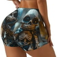 thumbnail image 1 of Rateoe Cute Skeletons Figurines Printed Power Workout Shorts for Women Tummy Control Squat Proof Ribbed Thick Seamless Scrunch Active Short-XX-Large, 1 of 8