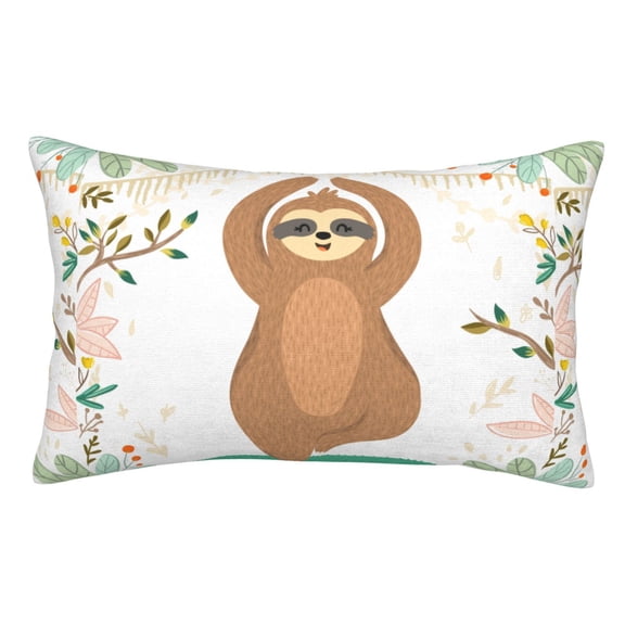 Rateoe Cute Sloth In Yoga Pose Tree Pattern Decorative Pillow Case,Throw Pillow Covers,Plush Pillow Cover,Soft Pillow Case,Velvet Pillow Case-20"x30"