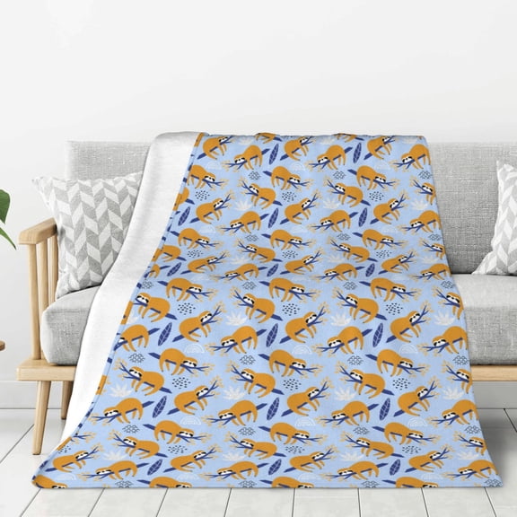Rateoe Cute Sloth Pattern Flannel Throw Blanket, Ultra-soft Blanket for Bed, Couch, Car, Hypoallergenic Anti-pilling blanket-60"x50"(Vertical)