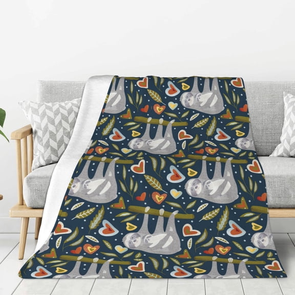 Rateoe Cute Sloth Pattern Flannel Throw Blanket, Ultra-soft Blanket for Bed, Couch, Car, Hypoallergenic Anti-pilling blanket-60"x50"(Vertical)