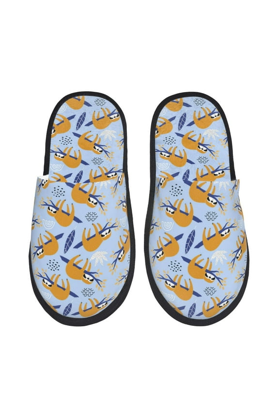 Cute Sloth Pattern Fuzzy Slippers Fuzzy Soft House Slippers Plush Furry Warm Cozy Open Toe Fluffy Home Shoes-Large