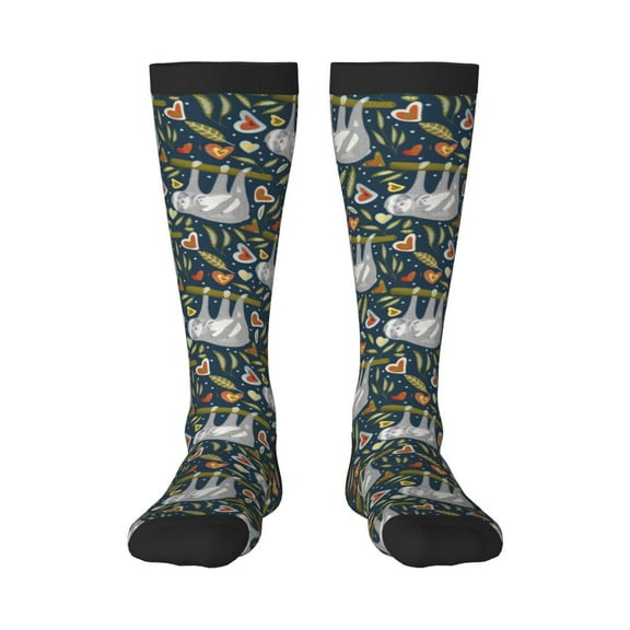 Rateoe Cute Sloth Pattern Women’s Knee High Crew Socks,Trouser Socks Comfortable, Breathable, Moisture-Wicking and Soft