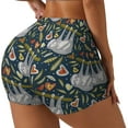 thumbnail image 1 of Rateoe Cute Sloth Printed Power Workout Shorts for Women Tummy Control Squat Proof Ribbed Thick Seamless Scrunch Active Short-X-Large, 1 of 8