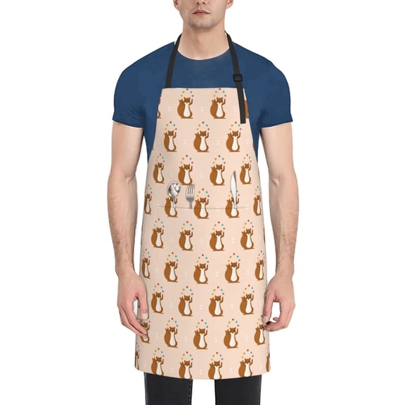 Rateoe Cute Squirrel Aprons with Pocket,Men Womens Aprons Waterproof Adjustable Cooking Aprons for Kitchen Gardening and Salon