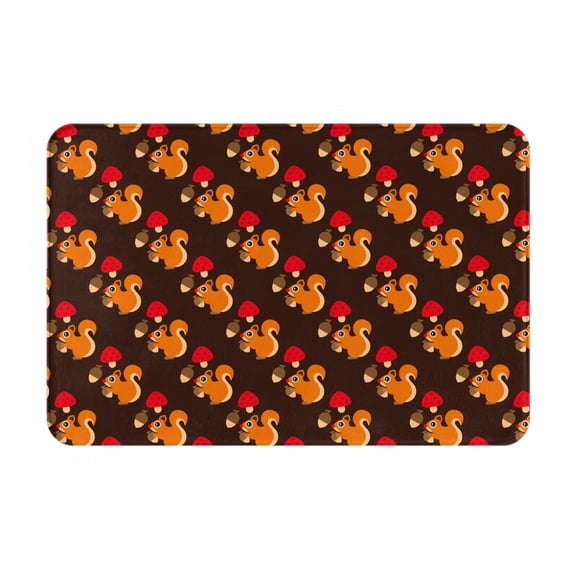 Rateoe Cute Squirrel Pattern Flannel Door Mat Indoor Outdoor Entrance, Waterproof All-Weather Doormat,Fade Resistant, Low Profile Entryway Mat 16x24in