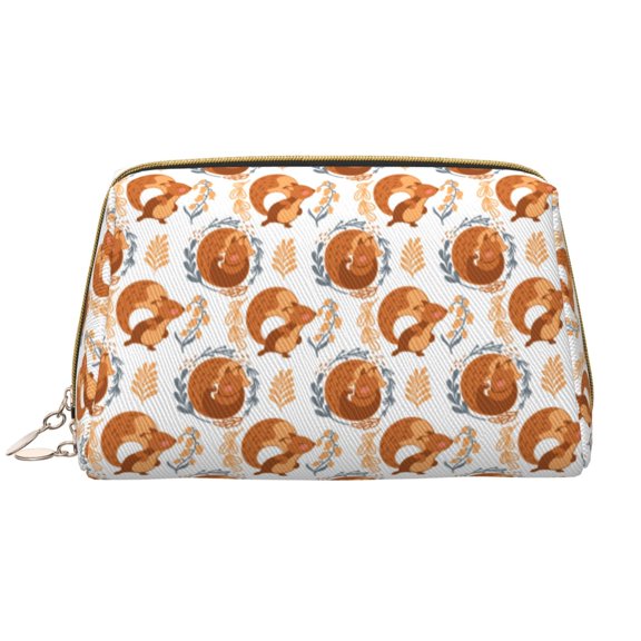 Rateoe Cute Squirrel for Travel Makeup Bag,Large Capacity Cosmetic Bags for Women,Waterproof Portable Pouch Open Flat Toiletry Bag Make up Organizer