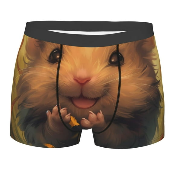 Rateoe Cute Sunflower Guinea Pig Mens Boxer Briefs Poly Spandex Performance Boxer Briefs Underwear Hem Boxer Briefs - Medium