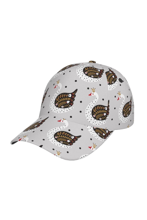 Cute Swan Pattern Mens Baseball Cap  Adjustable Curved Brim Hat, Soft Cotton Sports Cap for Outdoor, Casual, and Everyday Wear, Comfortable & Breathable
