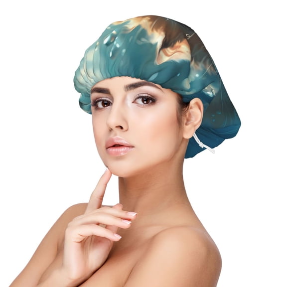 Rateoe Cute Swimming Guinea Pig Pattern Silk Satin Hair Bonnet for Sleeping, Adjustable Sleep Cap Turban for Women , Curly Straight Hair Long Large Braid