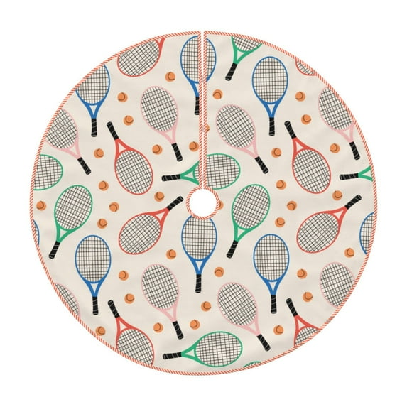 Rateoe Cute Tennis Racket Pattern Christmas Tree Skirt with Ties , Christmas Tree Decorations, Farmhouse Christmas Decor Xmas Holiday Decorations-36"