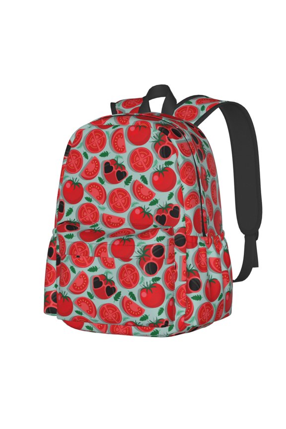 Cute Tomato Pattern Student Backpack,Backpack for School,Lightweight Bag,Travel Backpack,Outdoor Backpack,Large Capacity Backpack