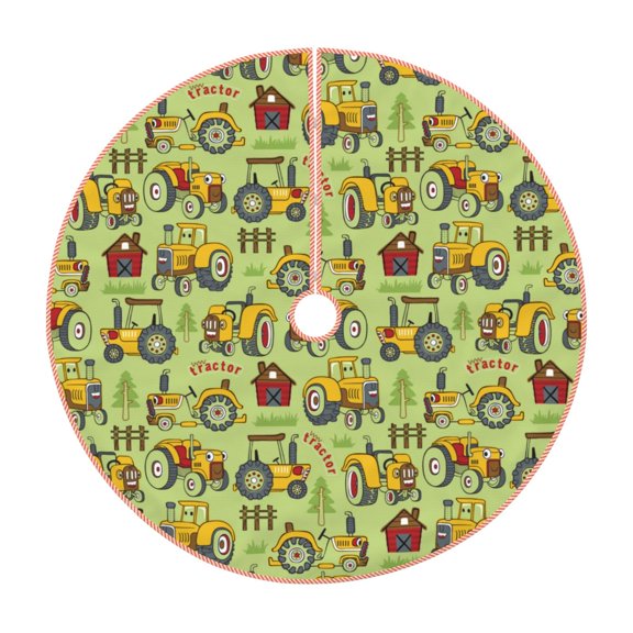 Rateoe Cute Tractor Pattern Christmas Tree Skirt with Ties , Christmas Tree Decorations, Farmhouse Christmas Decor Xmas Holiday Decorations-