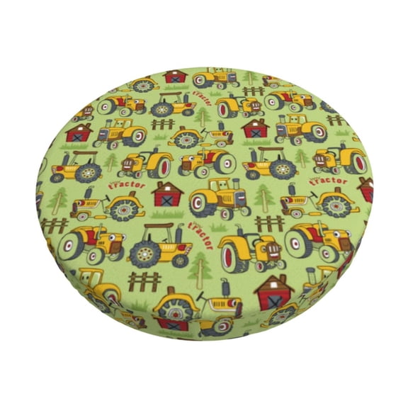 Rateoe Cute Tractor Pattern Round Bar Stool Seat Covers,Washable Stool Cushion Slipcover Elastic Bar Chair Covers for 12-14 Inch Chair -13 inch