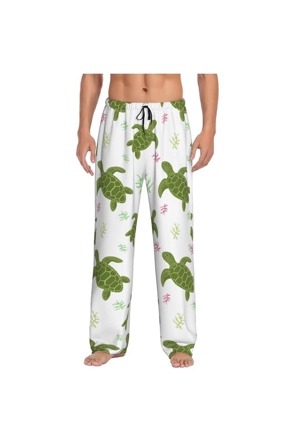 Cute Turtle Pattern Men’s Ultra-Soft Comfy Pajama Lounge Pants Sleepwear,Comfortable Lounge Wear,lightweight Pajamas, Casual Home Wear-Small