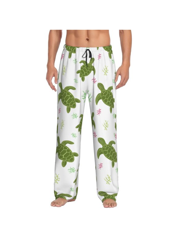 Cute Turtle Pattern Men’s Ultra-Soft Comfy Pajama Lounge Pants Sleepwear,Comfortable Lounge Wear,lightweight Pajamas, Casual Home Wear-X-Large