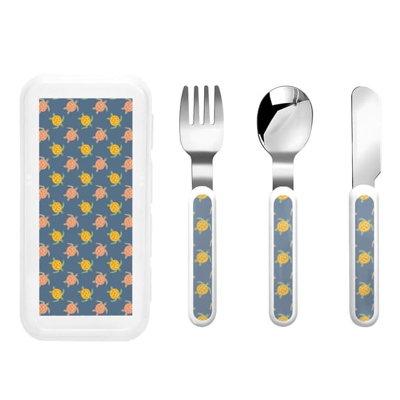 Rateoe Cute Turtle for Stainless Steel Kids Silverware Set - Child and Toddler Safe Flatware - Children's Knife, Fork And Spoon Set