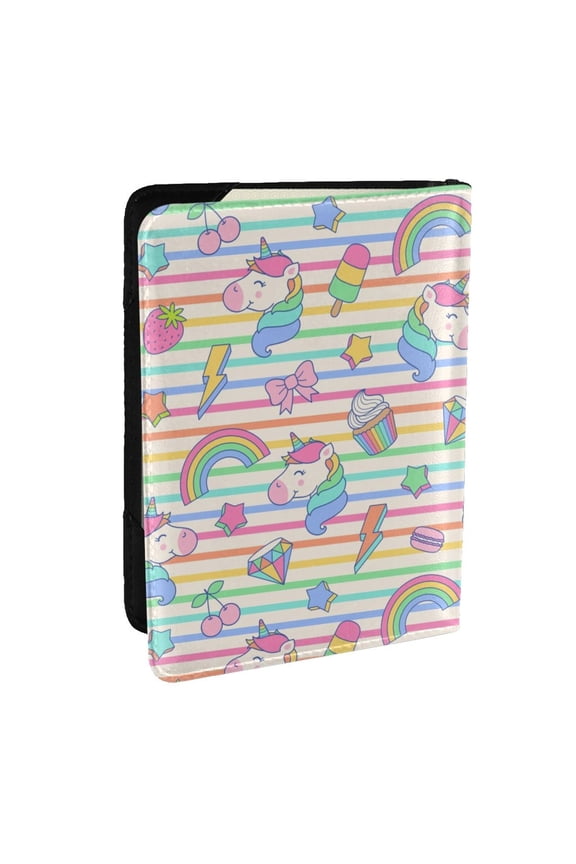 Cute Unicorn Pattern Passport Holder Wallet Leather Mulit-purpose Travel Wallet Credit Cards Case ,Passport Cover for Women Men-6.5 in