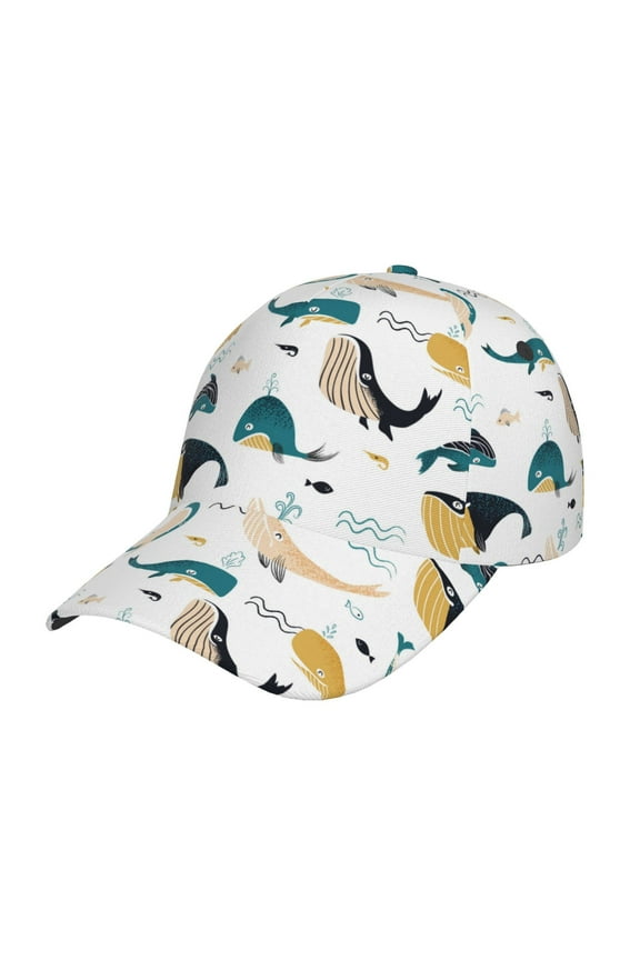 Cute Whale Pattern Baseball Cap Outdoor Cap Mountain Dad Hat - Unstructured Soft Cotton Cap-Adjustable UV Protection Cap