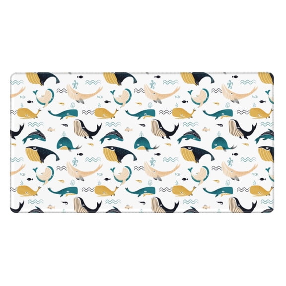 Rateoe Cute Whale Print Mouse Pad - Extended Large Gaming Mousepad,Non-Slip Stitched Edge,16x29.5 Inch