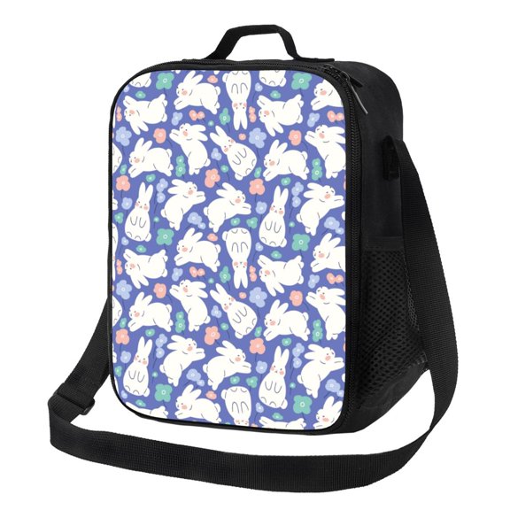 Rateoe Cute White Rabbit Lunch Bag Reusable Lunch Box with Shoulder Straps for Men Women Insulated Portable Lunchbox for adults Suitable for School Work Picnic