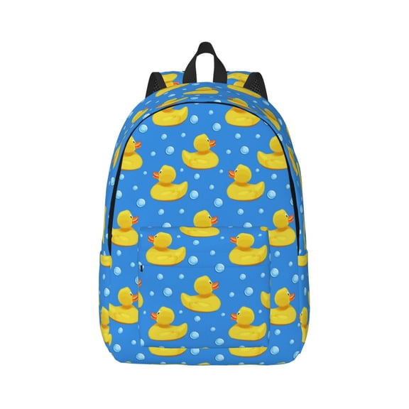 Rateoe Cute Yellow Rubber Ducks Pattern Canvas College Laptop Backpack,Travel Daypack,Durable Rucksack Travel Notebook Bag School Backpack Book Bag for Men Women-Small