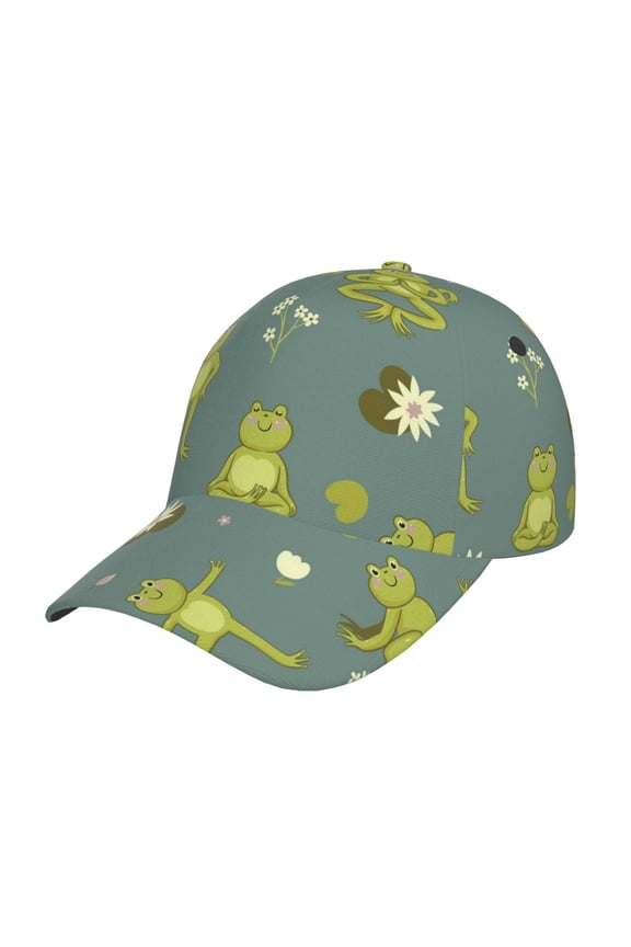 Cute Yoga Frogs Pattern Baseball Cap Outdoor Cap Mountain Dad Hat - Unstructured Soft Cotton Cap-Adjustable UV Protection Cap