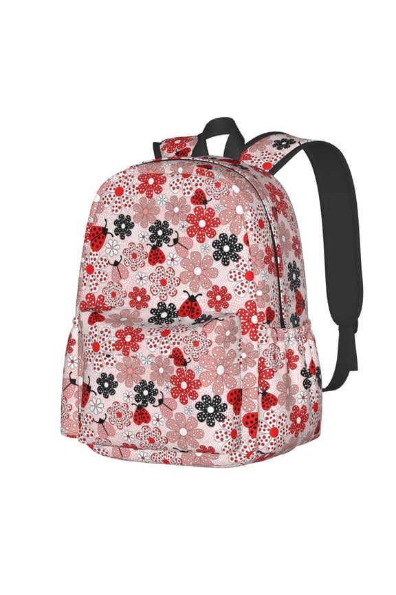 Cute ladybugs red Pattern Student Backpack,Backpack for School,Lightweight Bag,Travel Backpack,Outdoor Backpack,Large Capacity Backpack