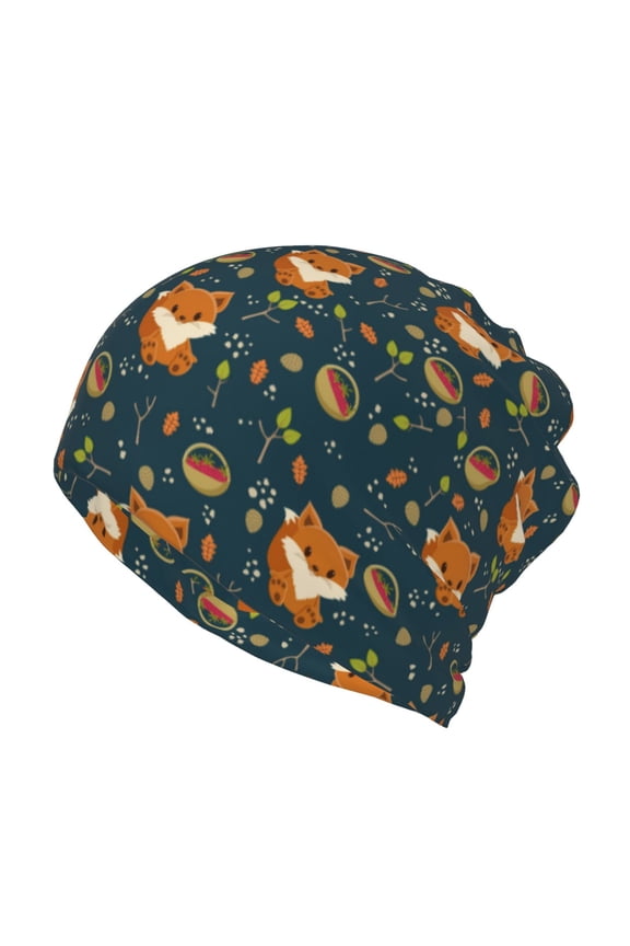 Cute plant fox Cotton Slouchy Beanie Hat for Men/Women,Lightweight Oversize Large Thin Skull Cap Night Sleeping Cap
